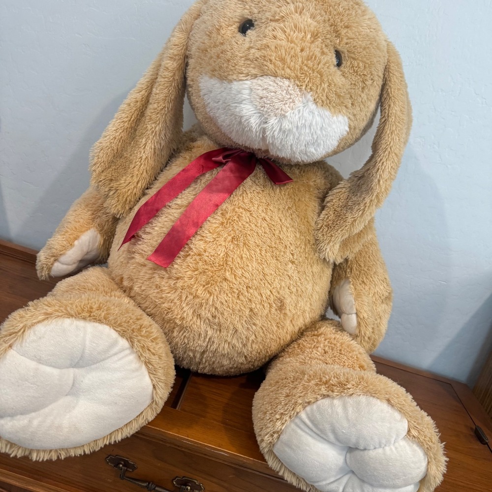 Melissa & Doug Giant Stuffed Animal Bunny Kids 37in Tan Excellent Jumbo Plush